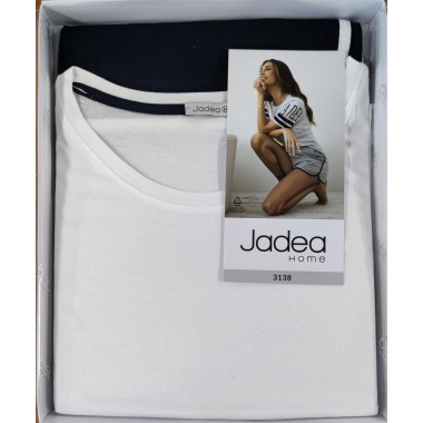 Femmes pyjamas court coton blanc et gris P3138 - Jadea