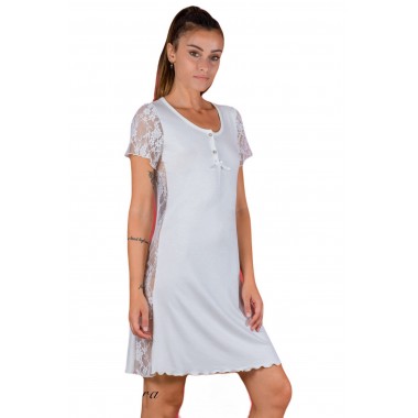 Women's nightdress viscose color blue cream black and pink Eleonora Can. - Hearts and Coccoles