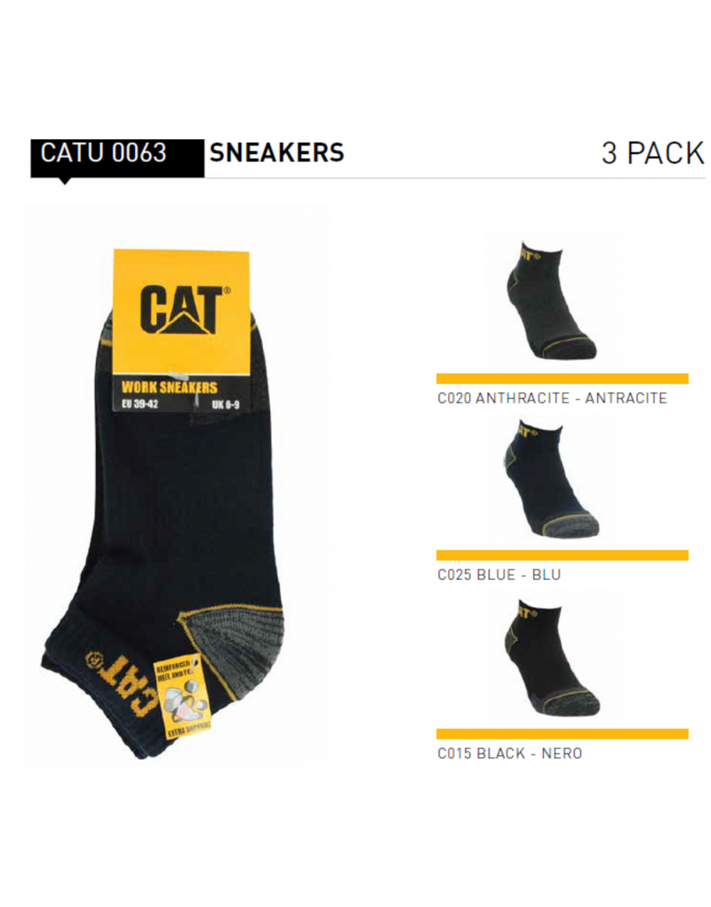 Multipack 3 calze sneaker uomo CATU0063 SET 3 PEZZI - CAT
