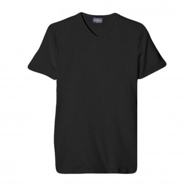 Pack of 3 Men's V-neck T-Shirts in Interlock Cotton, Black and White, Assorted Colors B2Y112 - Navigare