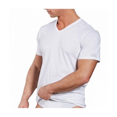 3 Camiseta Hombres V-neck Jersey algodón negro y blanco B2Y512 - Navigate