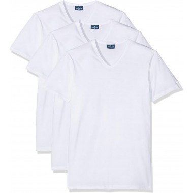 3 Camiseta Hombres V-neck Jersey algodón negro y blanco B2Y512 - Navigate