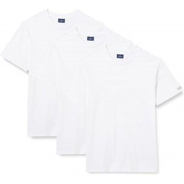 3 Camiseta Hombres Crew Neck Jersey Cotton Stretched Color Negro y Blanco B2Y513 - Navigate