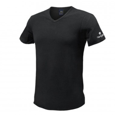 Confezione 3 T-Shirt Uomo scollo a v cotone elasticizzato colore bianco e nero B2Y571 - Navigare