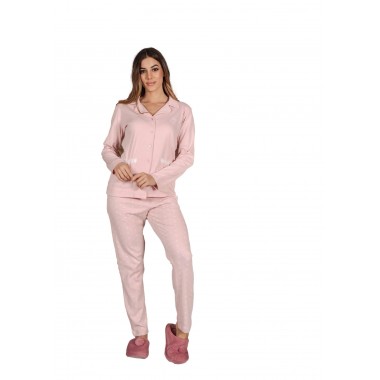 Women's Open Interlock Pajamas 23D20714 Variant A pink Variant B cream - KISSIMO