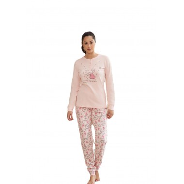 Damen Pyjamas Serafino Baumwolle 24D21011 - KISSIMO