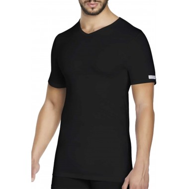 Pack 3 T-Shirts Man v-neck Mischfaser schwarz PCU 101 - Pierre Cardin