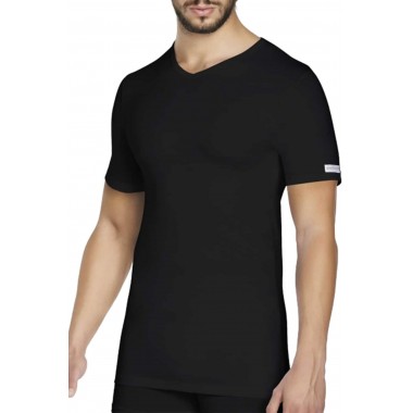 Pack de 3 T-shirt homme col V fibres mélangées blanc noir PCU 101 - Pierre Cardin