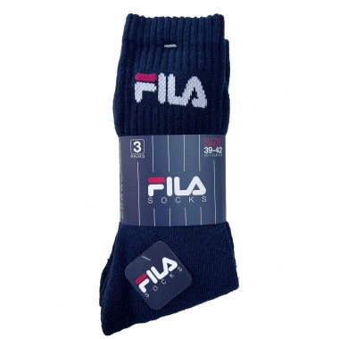 Multipack 3 paires Chaussettes de sport courtes unisexes en coton blanc noir gris et bleu F9505 - Fila