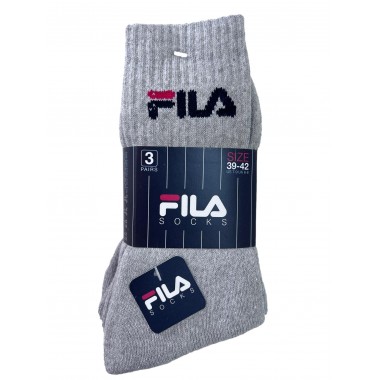 Multipack 3 paires Chaussettes de sport courtes unisexes en coton blanc noir gris et bleu F9505 - Fila