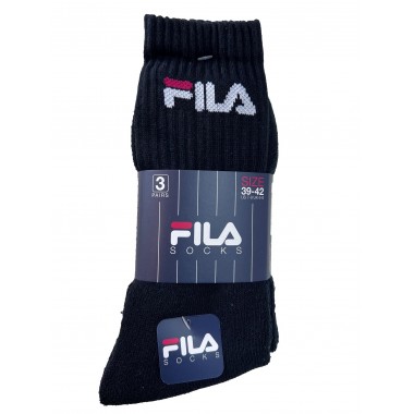 Multipack 3 paires Chaussettes de sport courtes unisexes en coton blanc noir gris et bleu F9505 - Fila