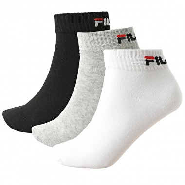 Multipack 3 pares de calcetines deportivos cortos unisex algodón blanco negro gris y azul F9300 - Fila