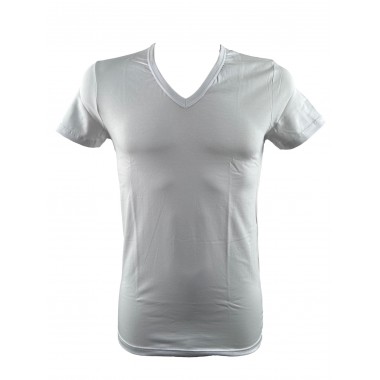 T-Shirt Herrenhals V Ärmel elastische Baumwolle WT102- KISSIMO