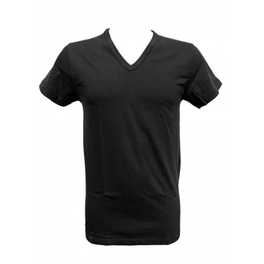 Herren-T-Shirt aus Baumwolle mit V-Ausschnitt und kurzen Ärmeln WT112- KISSIMO
