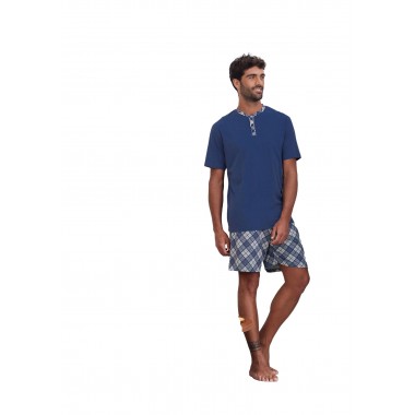 Pyjamas pour hommes Serafino Sleeves and Short Trousers Cotton 24U01012 - KISSIMO