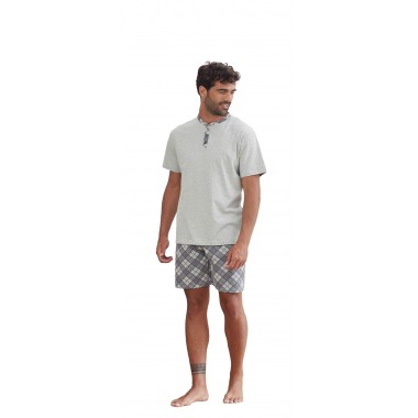 Pyjamas pour hommes Serafino Sleeves and Short Trousers Cotton 24U01012 - KISSIMO