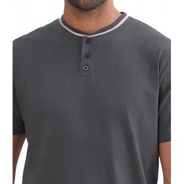 Men's pyjamas Serafino Sleeves and Shorts Cotton 24U01014 - KISSIMO
