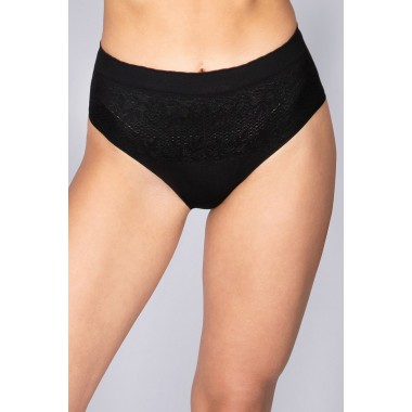 Lot de 3 slips femme midi soyeux fibres mixtes noir et blanc 311749 - Intimidea