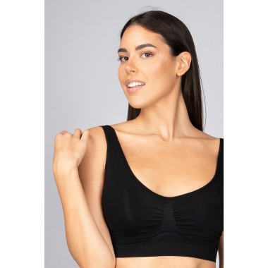 Soutien-gorge confort femme fibres mixtes noir blanc et peau 110577 - Intimidea