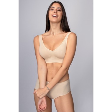 Soutien-gorge confort femme fibres mixtes noir blanc et peau 110577 - Intimidea