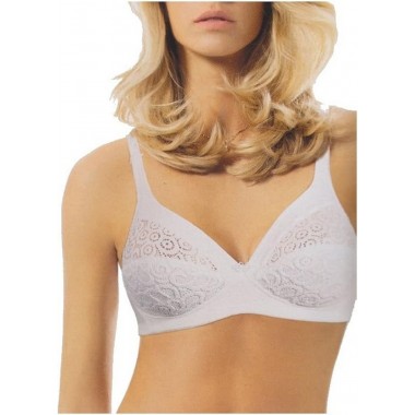 Lace and micro stripped bra without rigid white and black Feather - Sollievo
