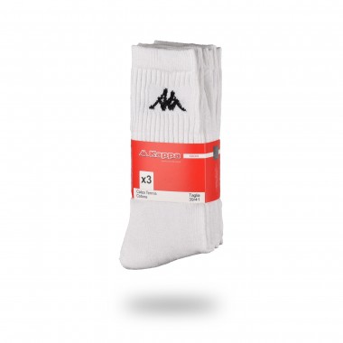 Multipack 3 pares calcetines hombre pista de tenis colores blanco, negro y gris melange K002 - Kappa