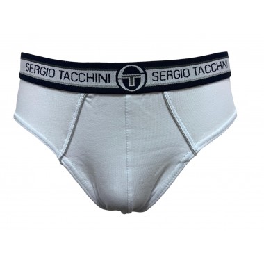 Confezione 6 Slip uomo cotone bielastico colore bianco con elastici assortiti 9001 - Sergio Tacchini