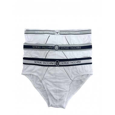 Confezione 6 Slip uomo cotone bielastico colore bianco con elastici assortiti 9001 - Sergio Tacchini