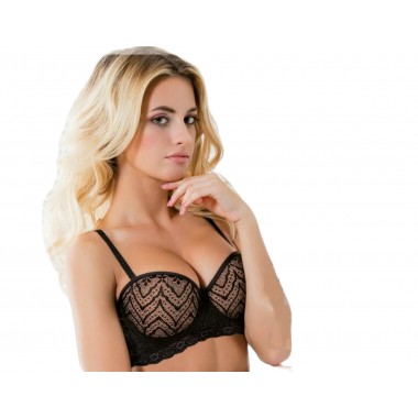 Cup B band bra in lace with garnished black and white brigades - Love and Bra