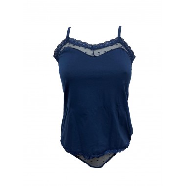 co-ordinated underwear women's vest and brief blue and black PCW E1026 - Pierre Cardin