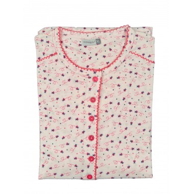 Camicia notte donna colori bianco e rosa KC2069 - Karel