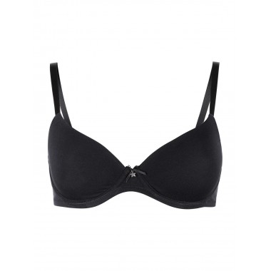 Underwired bra cup B in organic cotton bio cotton black and white colors with star 1428B - Si è Lei