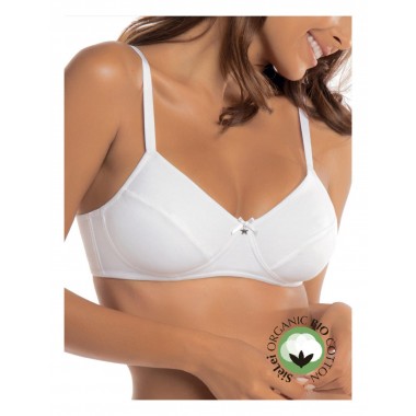 Coupe française c soutien-gorge sans fil de coton biologique noir et blanc avec étoile 1440C - Oui vous êtes