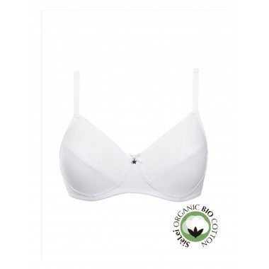 Coupe française c soutien-gorge sans fil de coton biologique noir et blanc avec étoile 1440C - Oui vous êtes