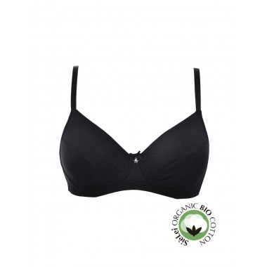 Coupe française c soutien-gorge sans fil de coton biologique noir et blanc avec étoile 1440C - Oui vous êtes