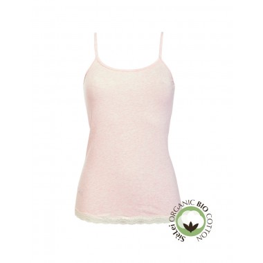 Canotta donna spalla stretta in cotone organico bio cotton colori bianco nero ecru rosa grigio 1432 - Si è Lei