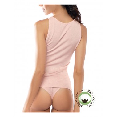 Damen Tanktop mit breiten Schultern aus Bio-Baumwolle Bio-Baumwolle Farben weiß schwarz rosa ecru grau 1438 - Si è Lei