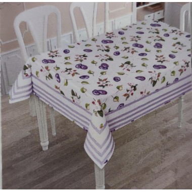 Tablecloth x 6 in patterned cotton 140x180 ME 1325 LENA - DAYLIGHT