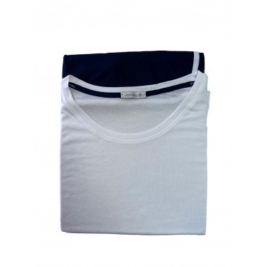 Kurzer Baumwollpyjama für Damen in Weiß und Grau P3138 - Jadea