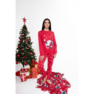 Pijama navideño de mujer en algodón interlock 24D90852- KISSIMO