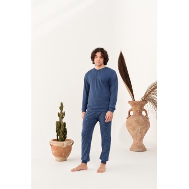 Men's pajamas in cotton interlock 24U00004 - KISSIMO