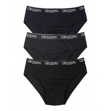 Multipack 3 briefs men's cotton bielastic black and assorted (blue navy-nero-antracite ) K1121- KAPPA