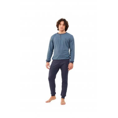 El pijama de algodón masculino Interlock 24U10006 - KISSIMO