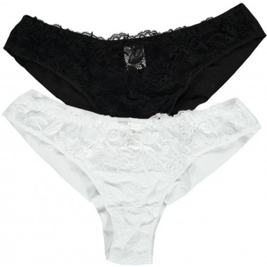 Pack 6 brasileño Panty Mujer Color Negro y blanco algodón 3591D - Hermosa chica